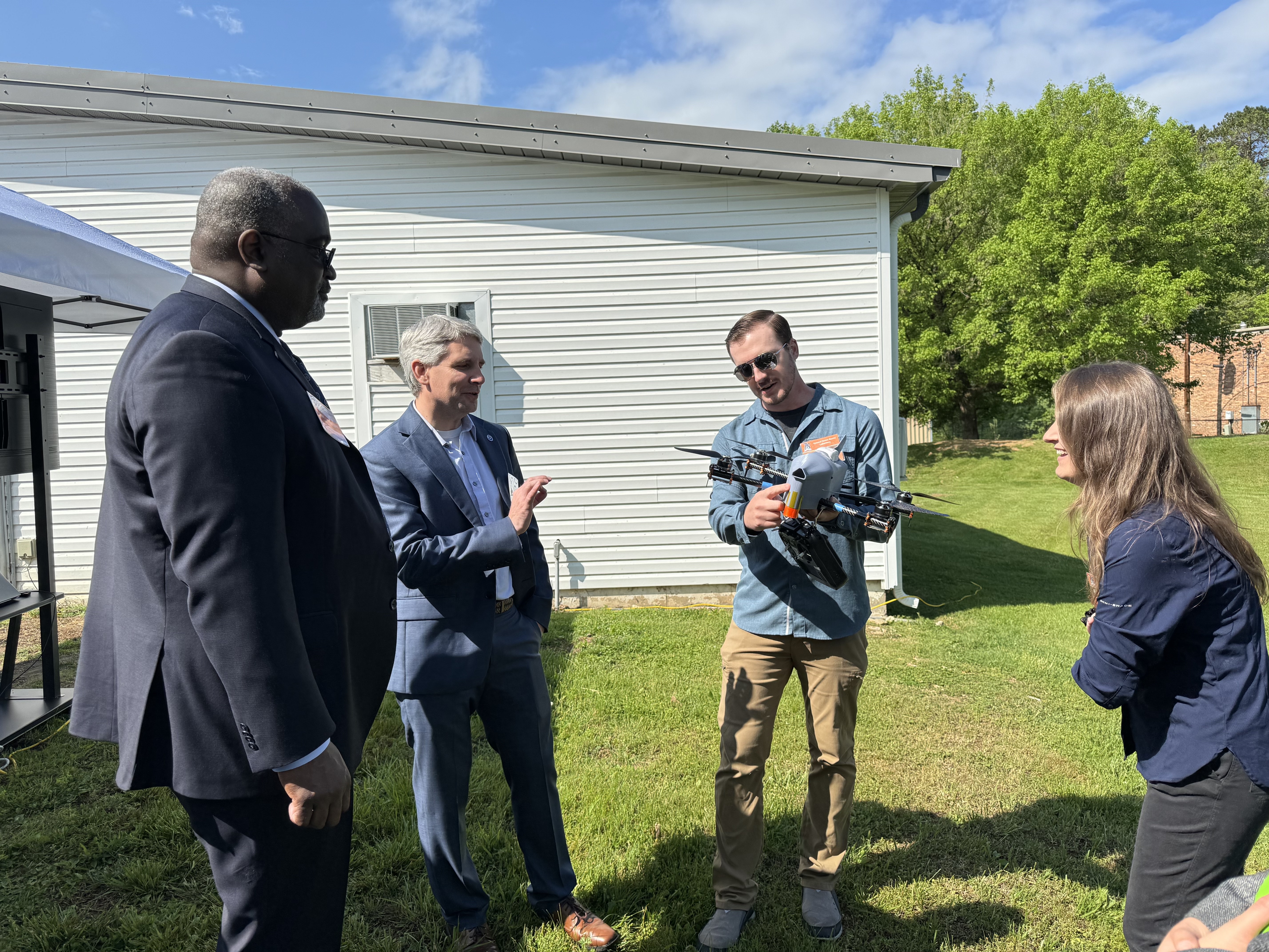 Dr. Morgan and Dr. Thur discuss the CopterSonde with Tyler and Elizabeth.