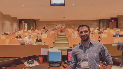 OSU-WTF participants lean in for a selfie with Tony -- Elizabeth was in the hall on the phone, but Tony would have blocked her with his head anyway, like he did Connor.